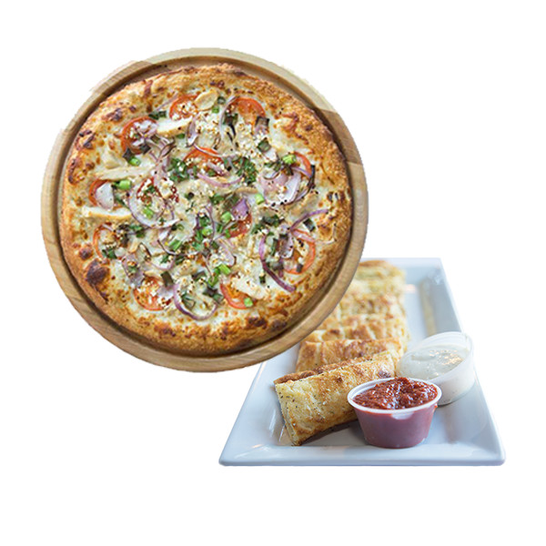 15" Large 2 Topping Pizza & Garlic Bread w/ Cheese - Special